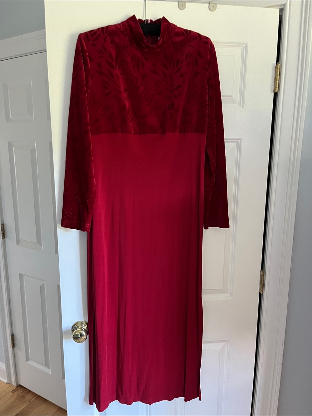 Coldwater Creek Deep Red Long Sleeve Maxi Dress
